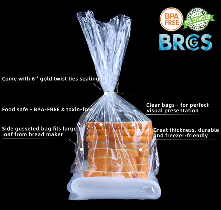 Lesi Clear bread plastic packaging Bag with both side gusset
