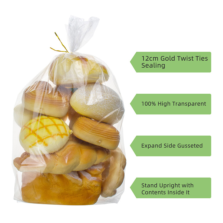 Lesi Custom Food Grade Resealable Clear Plastic Bread Packaging Bread