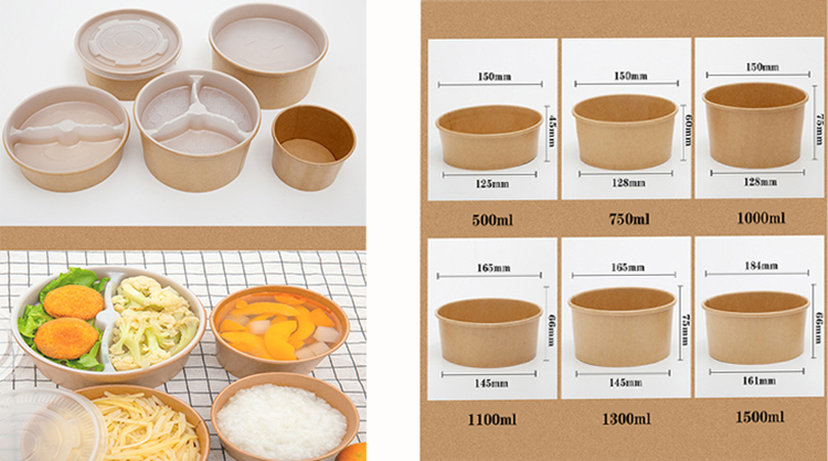 Lesi - Custom kraft paper bowl 500ml 750ml 1000ml Print Hot Soup ...