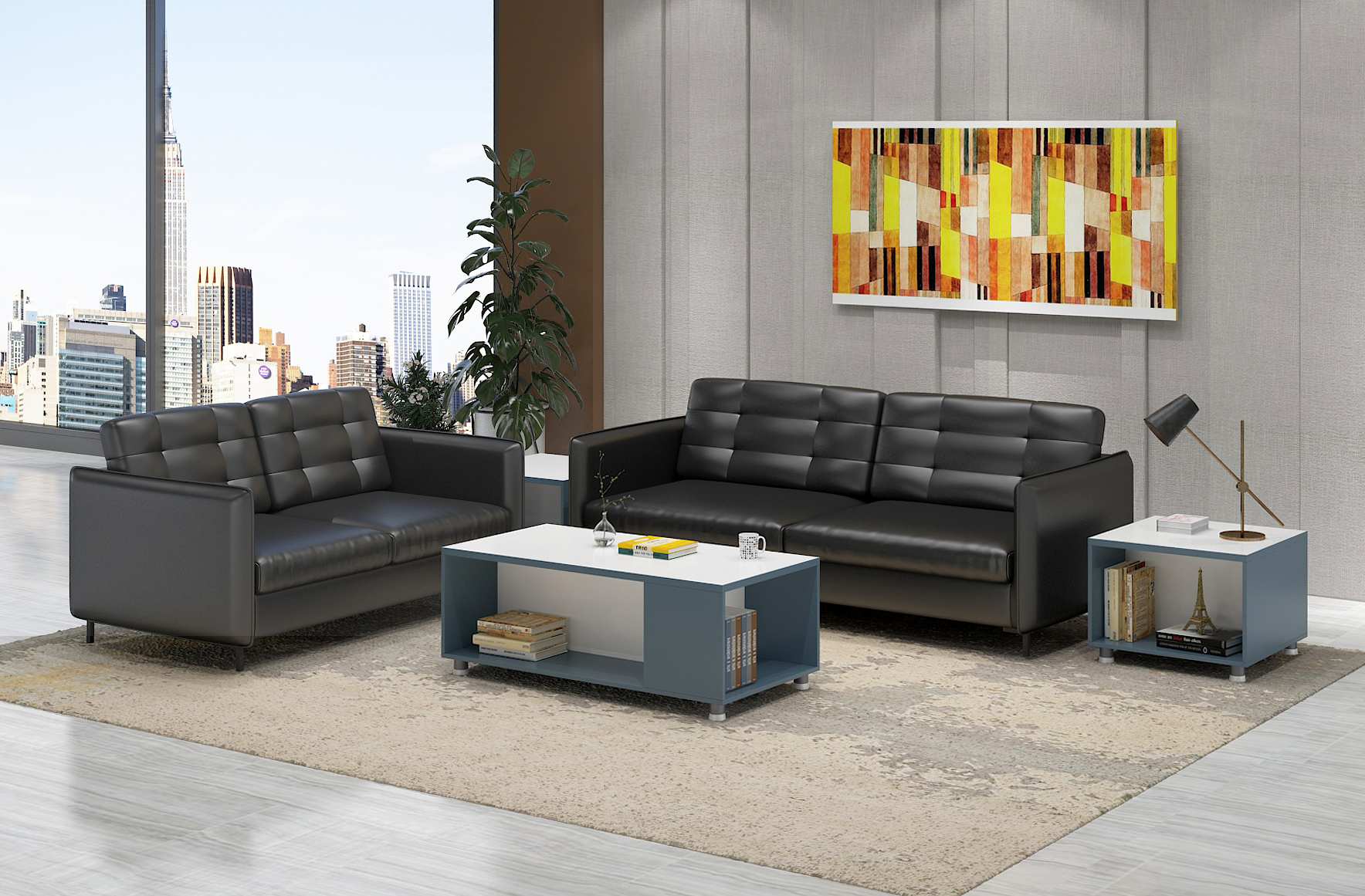 Specificaties moderne kantoormeubelen leren bankstel voor kantoor