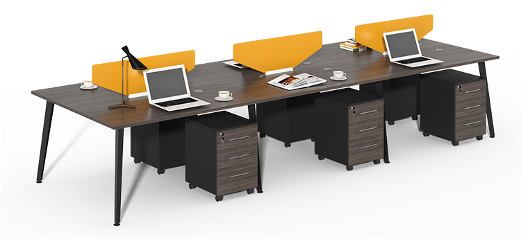Shenzhen Customized small yellow and black six seater office workstation desk for sale