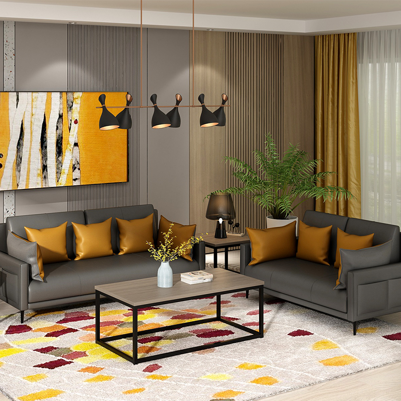 Hot Sale Modern Brown Leather Sofa Set sectional couch furniture reclining couch living room sofa