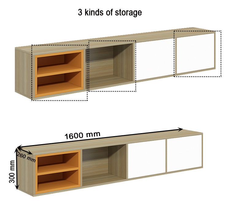 New morden design wooden storage wall-mounted storage cabinet unit