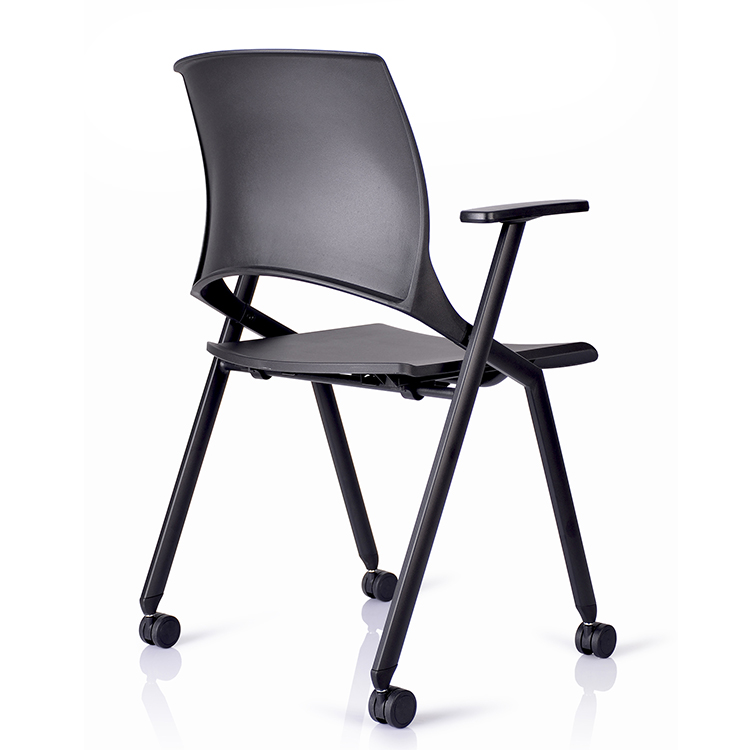 Direct from china furniture plastic portable office folding chair with wheels