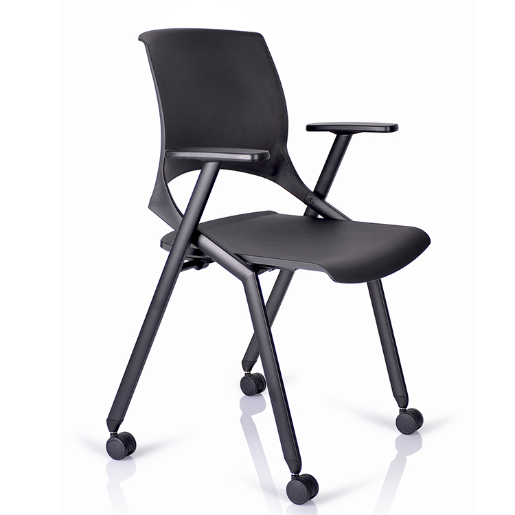 Direct from china furniture plastic portable office folding chair with wheels