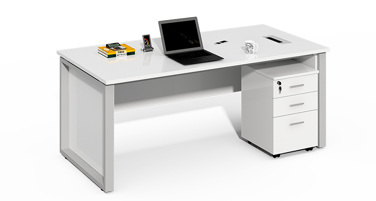 Commercial use hot sale straight shape white executive office desk with wooden file drawers