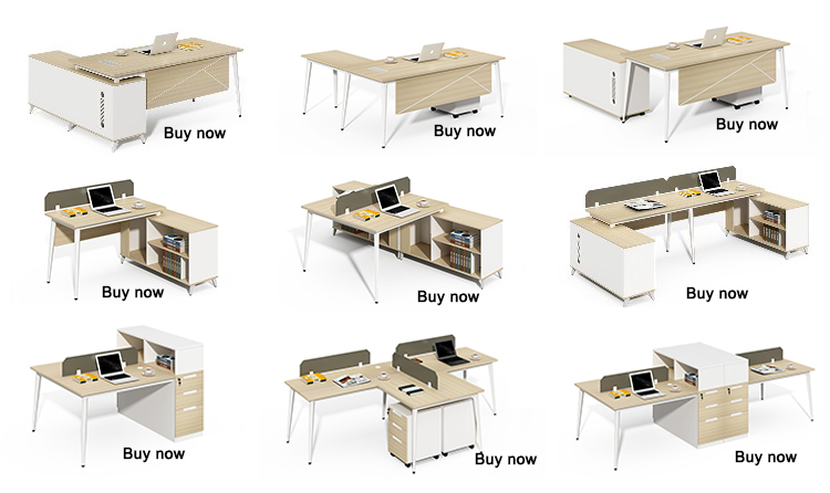 Commercial use hot sale straight shape white executive office desk with wooden file drawers