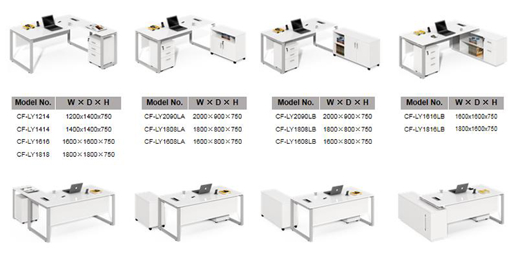 Commercial use hot sale straight shape white executive office desk with wooden file drawers