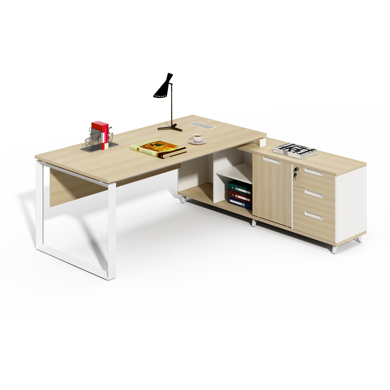 High quality white metal frame modern style workstation L-shaped manager desk