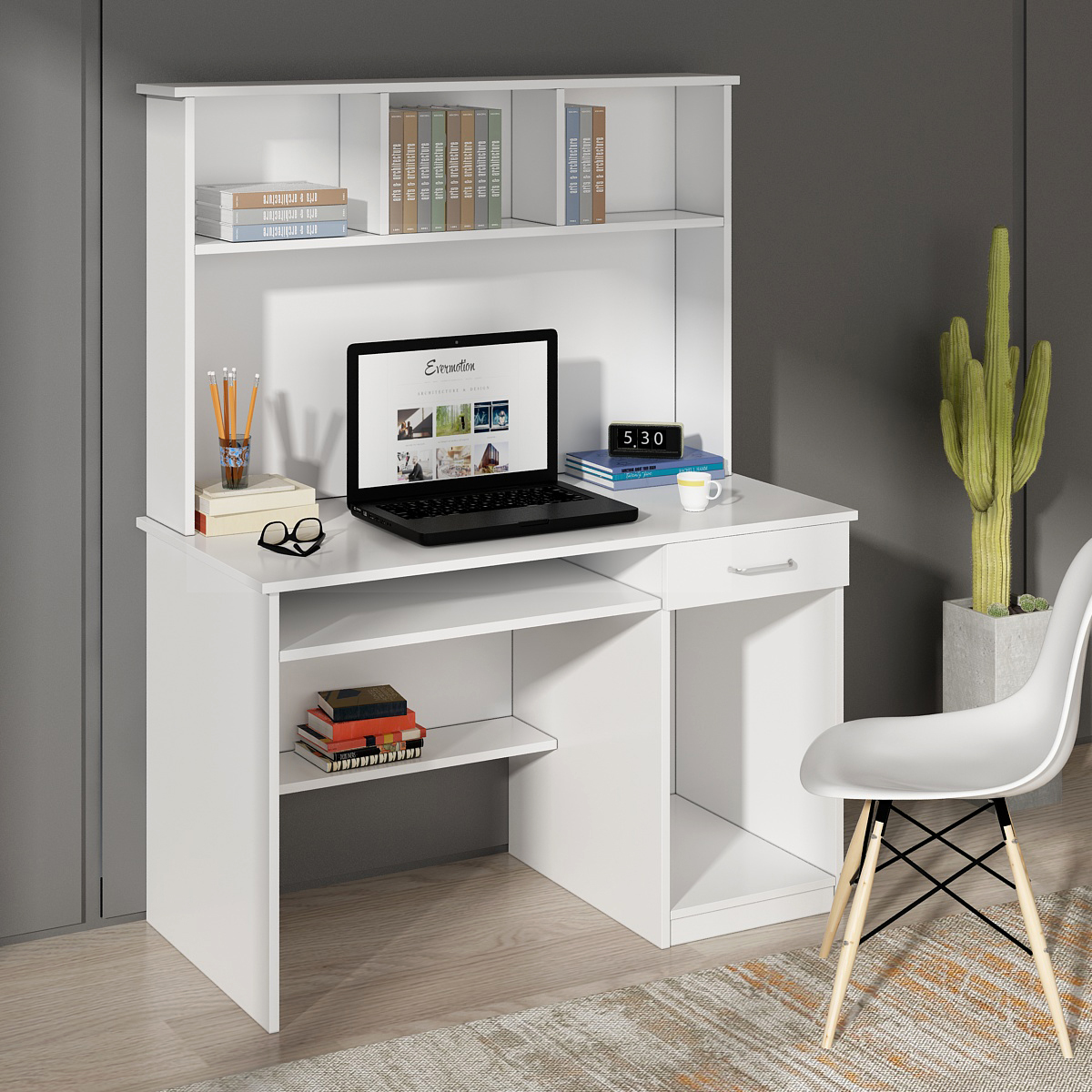 Modern computer desk home office desk wood white desk