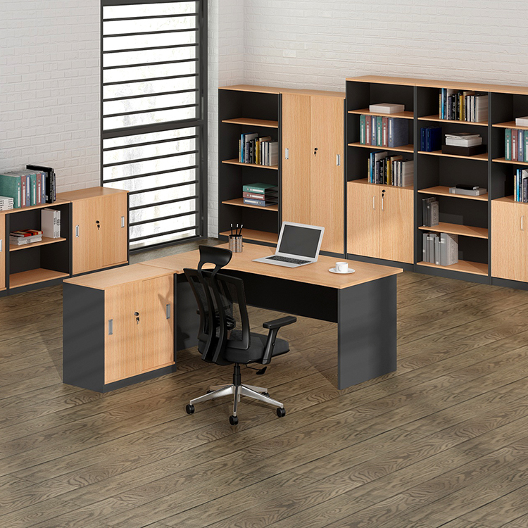 hot saling simple design modern wooden office desk with three side drawers