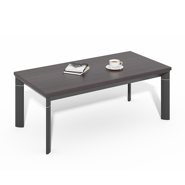 European style simple wooden panel design metal material legs black coffee table
