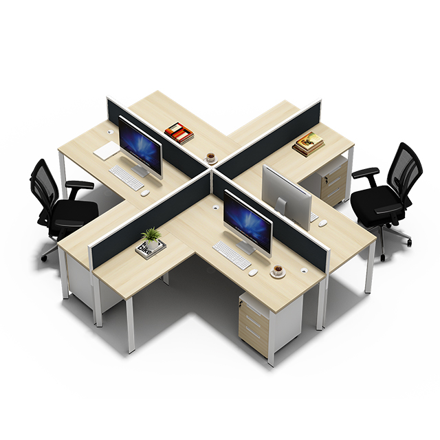 Customized standard size modern design X-shaped personalized office cubicle 4 office workstations