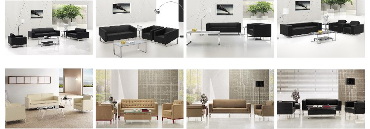 New modern design style steel frame leather three seat leisure office sofa