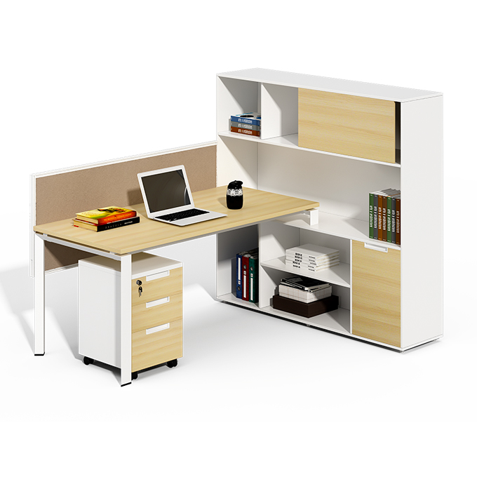 2019 New type bookcase with computer desk face to face office desk cubicle 2 person workstation