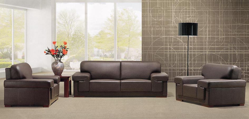 European luxury black office sectional modern leather sofa