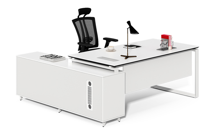 Cost-effective custom practical office furniture home office desk white steel frame wooden panel boss executive desk