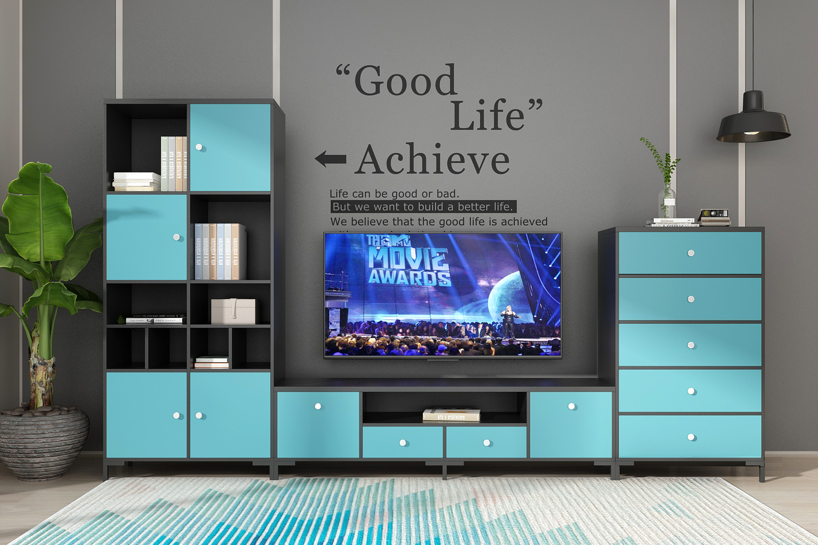 TV stand cabinet design in living room