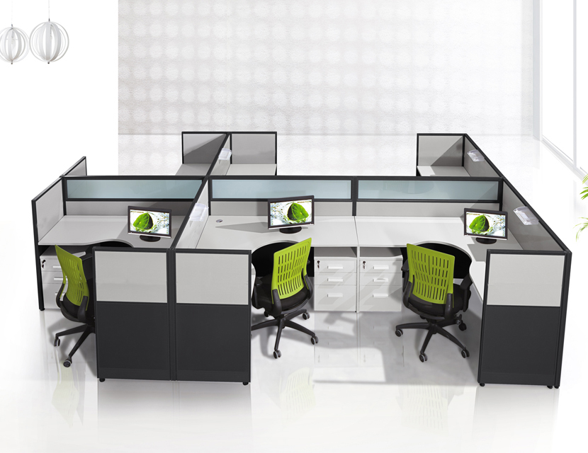 Desk Partition Screen Cubicle Office Workstation Cubicle For 6 Person