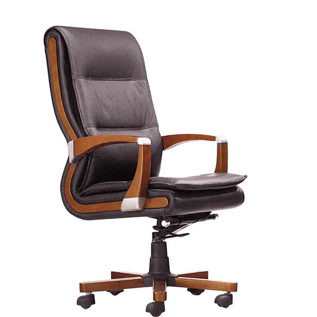 Groothandel Goedkope Best Sell massief houten frame leren directie vergaderstoel zonder wielen