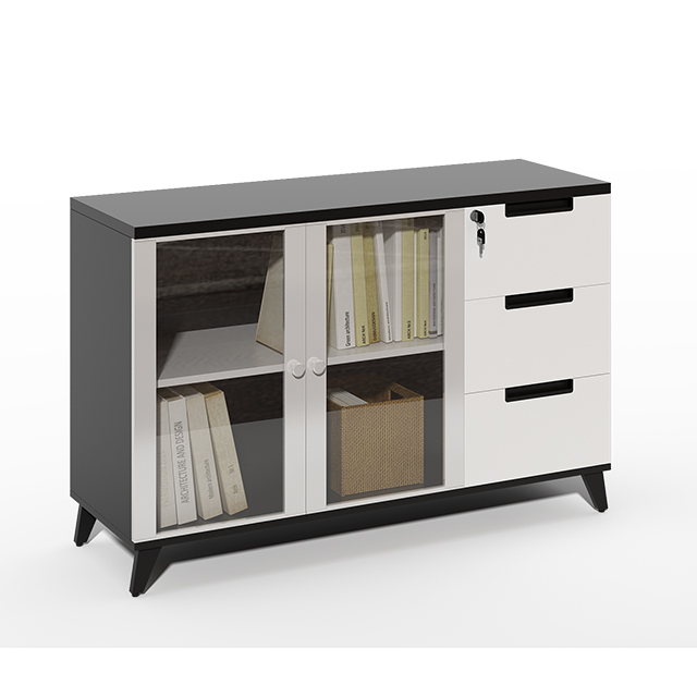 Aluminum frame with 2 glass doors combination lock filing cabinet
