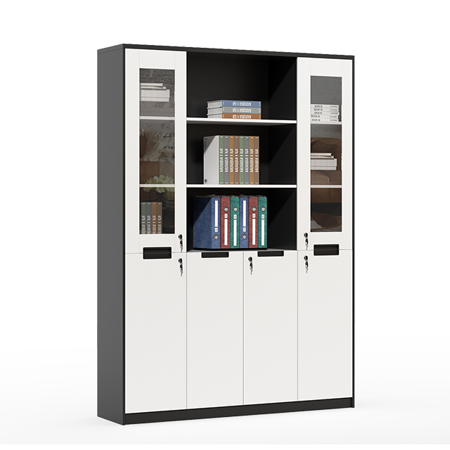 Aluminum frame with 2 glass doors combination lock filing cabinet