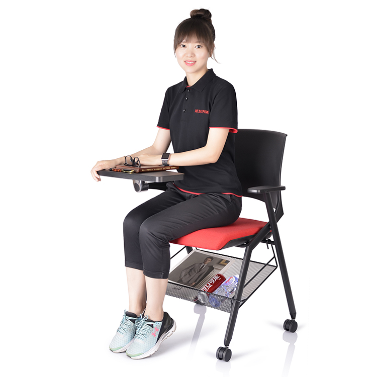 wholesale PP Plastic Black folding chairs with Removable Book Basket
