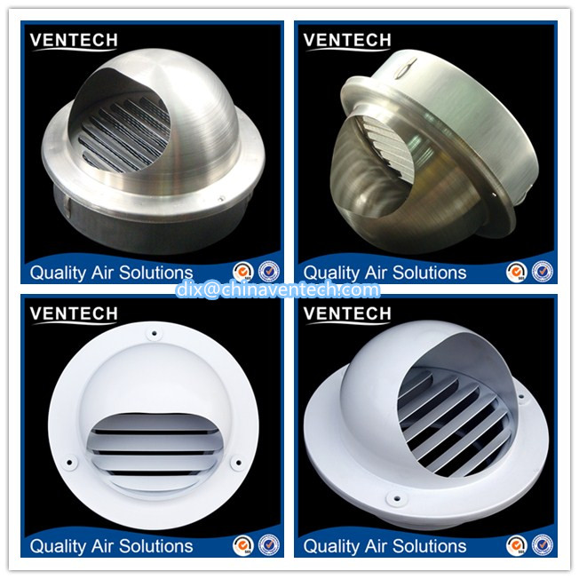 Hvac outside wall mounted air vents cap round ball weather louver