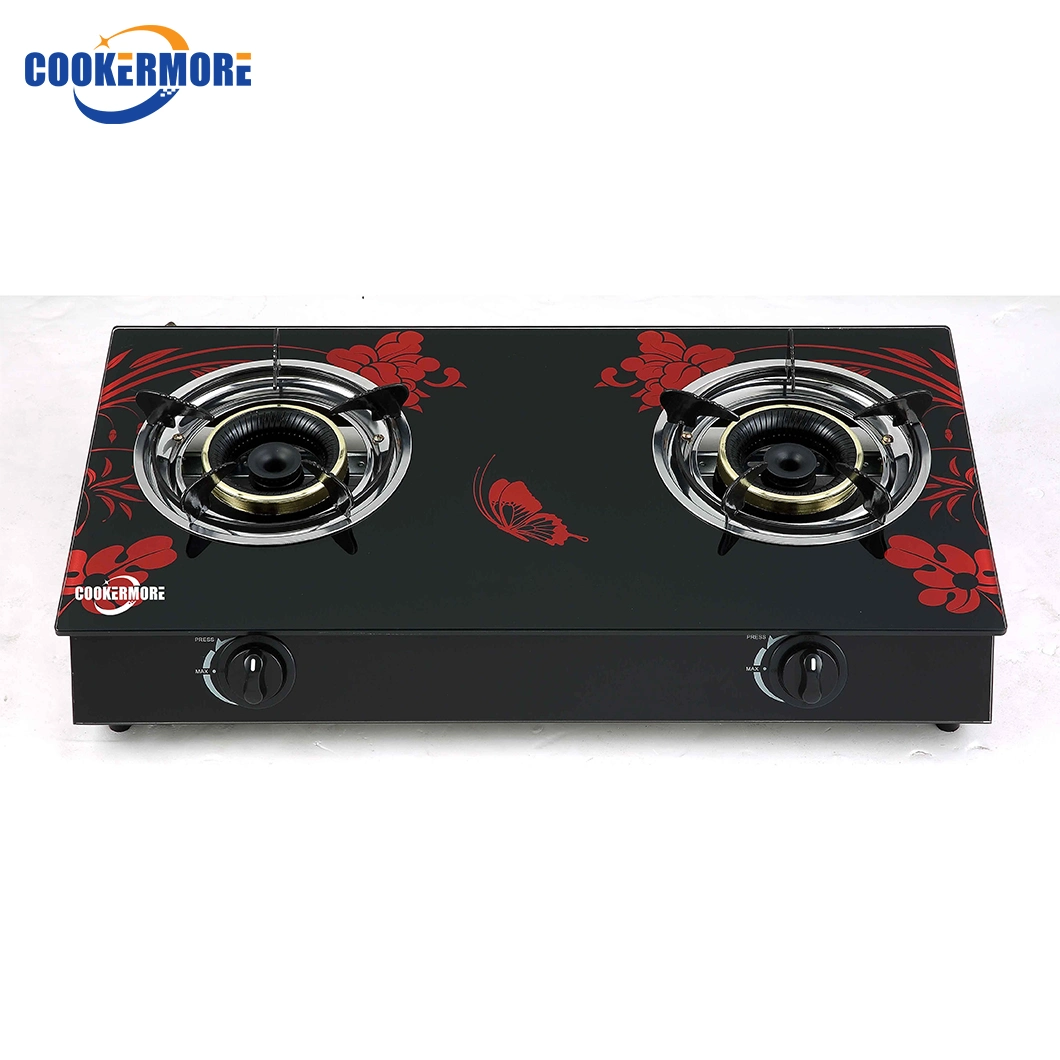 Hot Sale New Model Gas Stove with Double Sided Glass Float Frame and Tempered Glass Gas Cooker