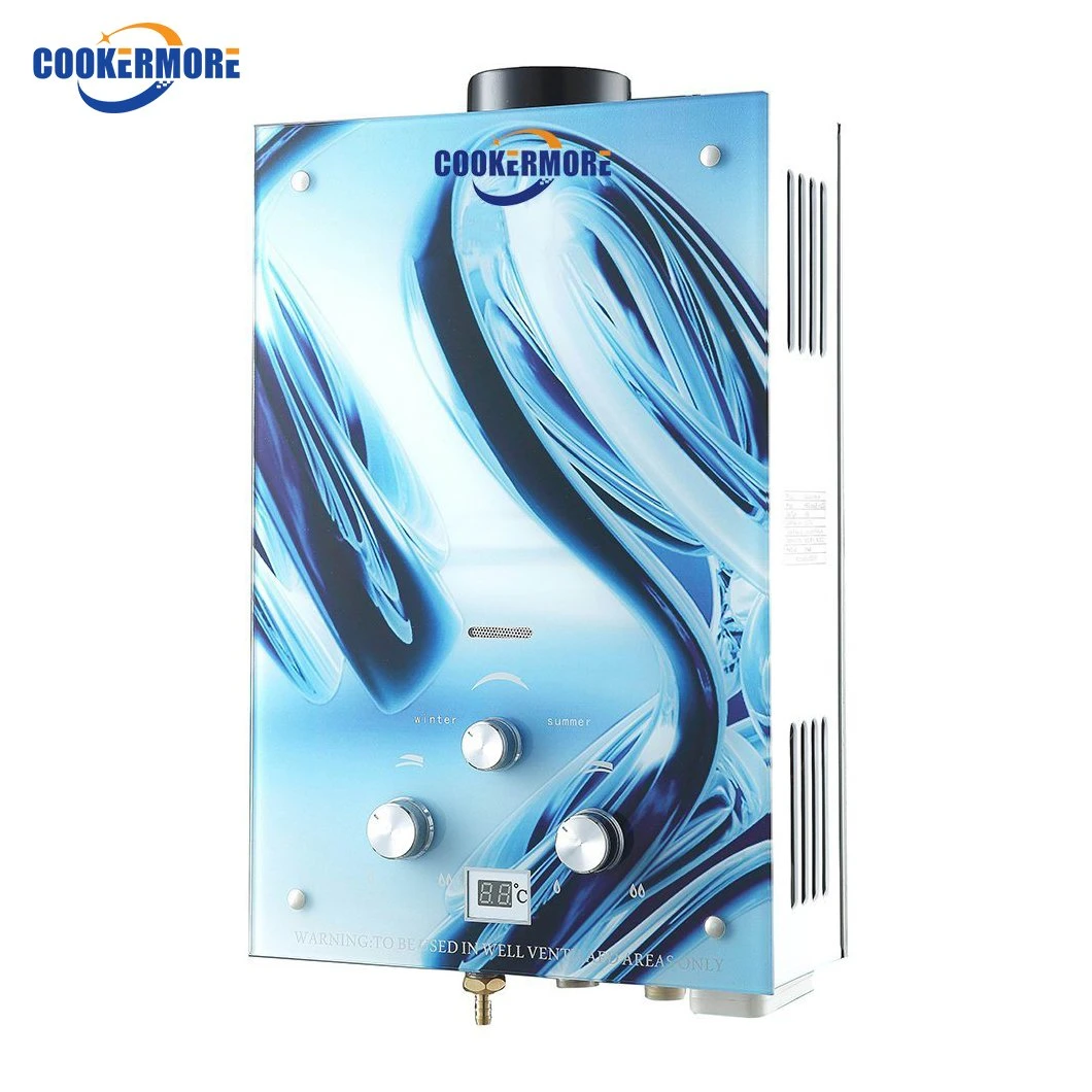 Cookermore - High Pressure Protect Mini Portable Gas Geyser Instant 6 Liter Gas  Water Heater Flue Type