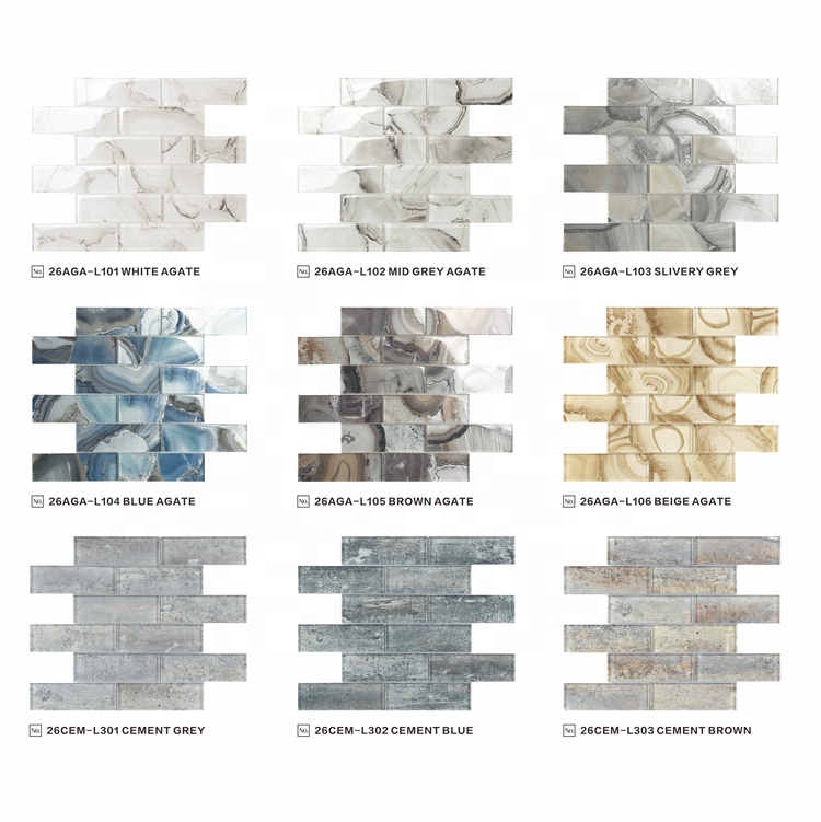 Interior decoration Distinctive premium quality Strip Tile black grey mosaic tile glass