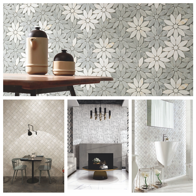 Simplicity Style Brown Fish Scale Marble Marble Backsplash Mosaic Tiles