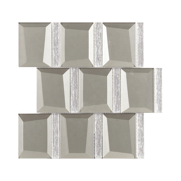 Customized Size Interior 3D Wall Decor Backsplash Kitchen Crystal Tile Mosaic Glass