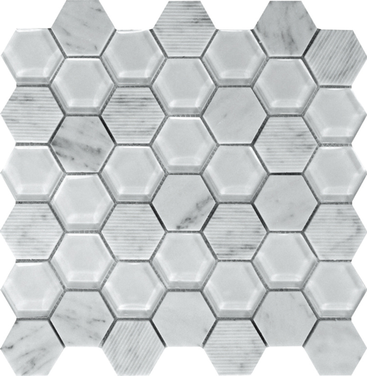 Best Selling Silver Hexagon Backsplash Glass Mosaic Tiles