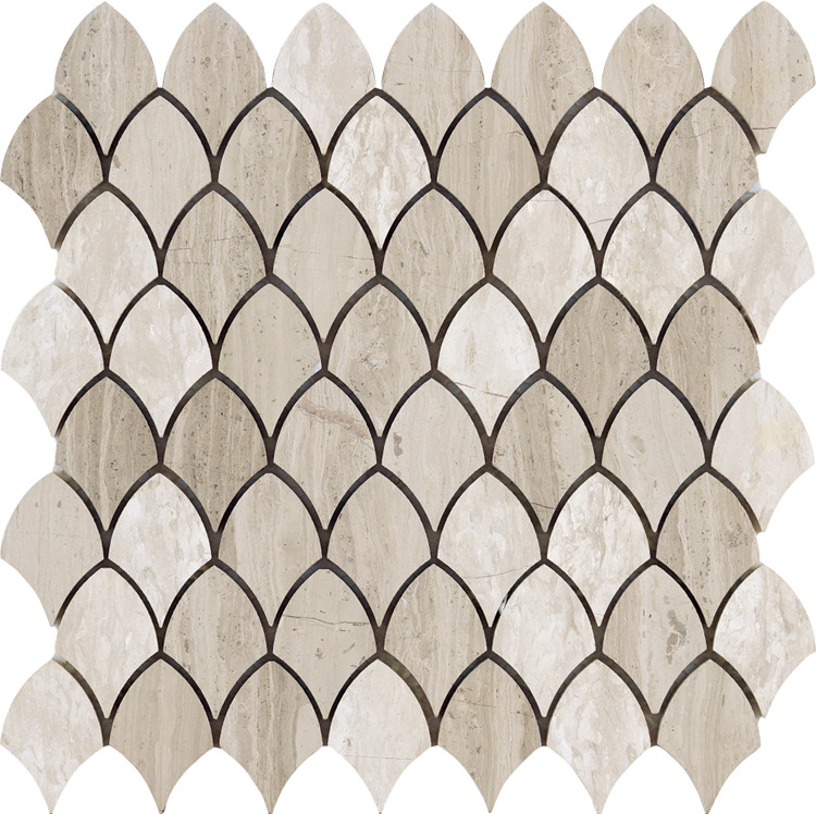 Simplicity Style Brown Fish Scale Marble Marble Backsplash Mosaic Tiles