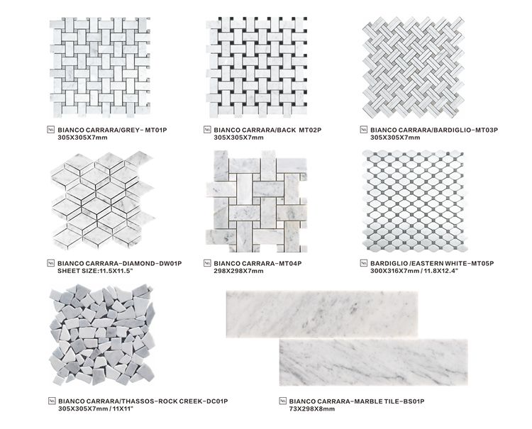 High quality Carrara White Basket Weave Marble Stone Backsplash Mosaic Tiles