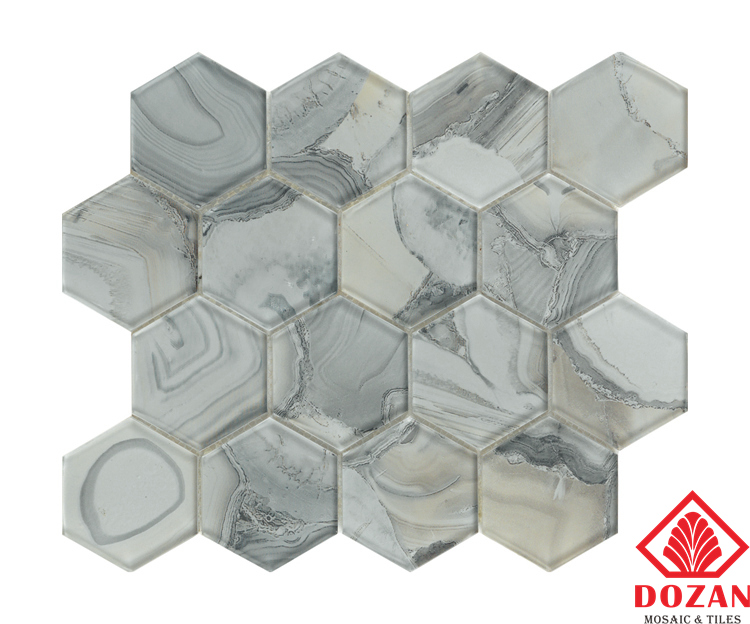 Fashion Design Hexagon Slivery Grey Foshan Wholleseler Backsplash Mosaic