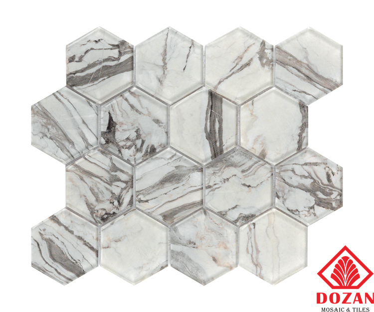 Luxury Commercial Classic Simplicity Lobby Grey Cloud Hexagon Wall Mosaic