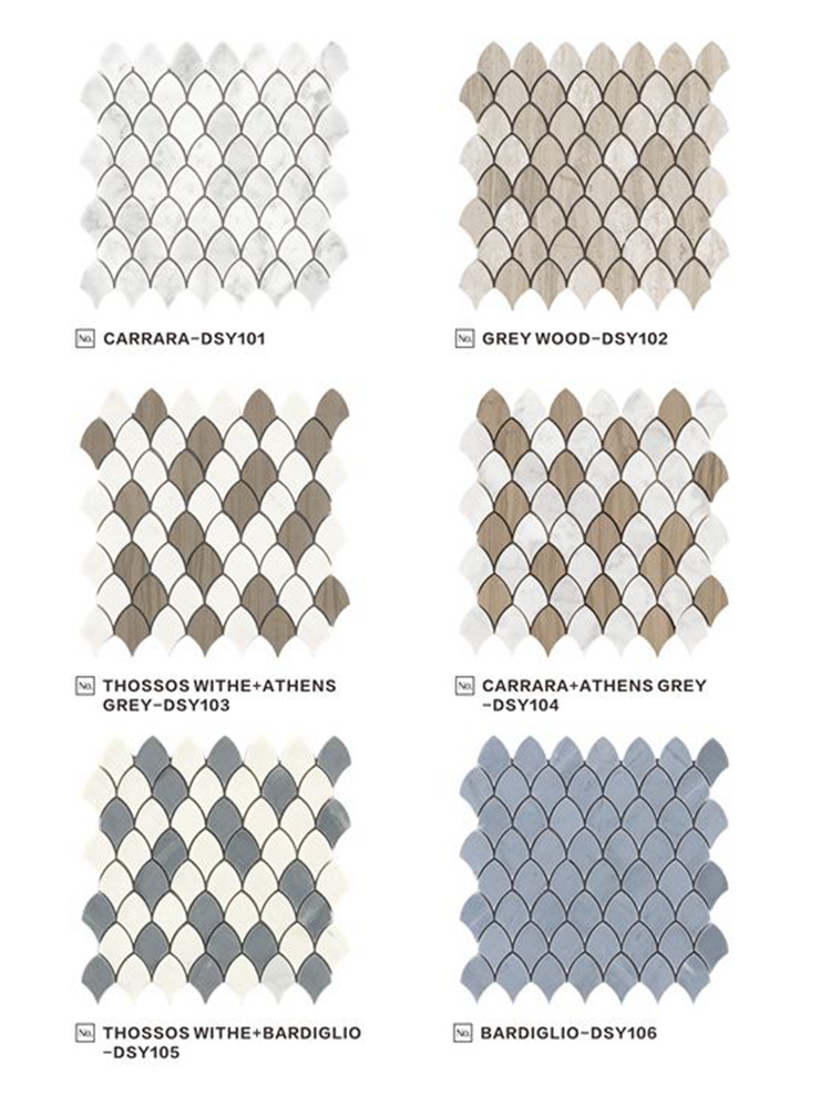 Simplicity Style Brown Fish Scale Marble Marble Backsplash Mosaic Tiles