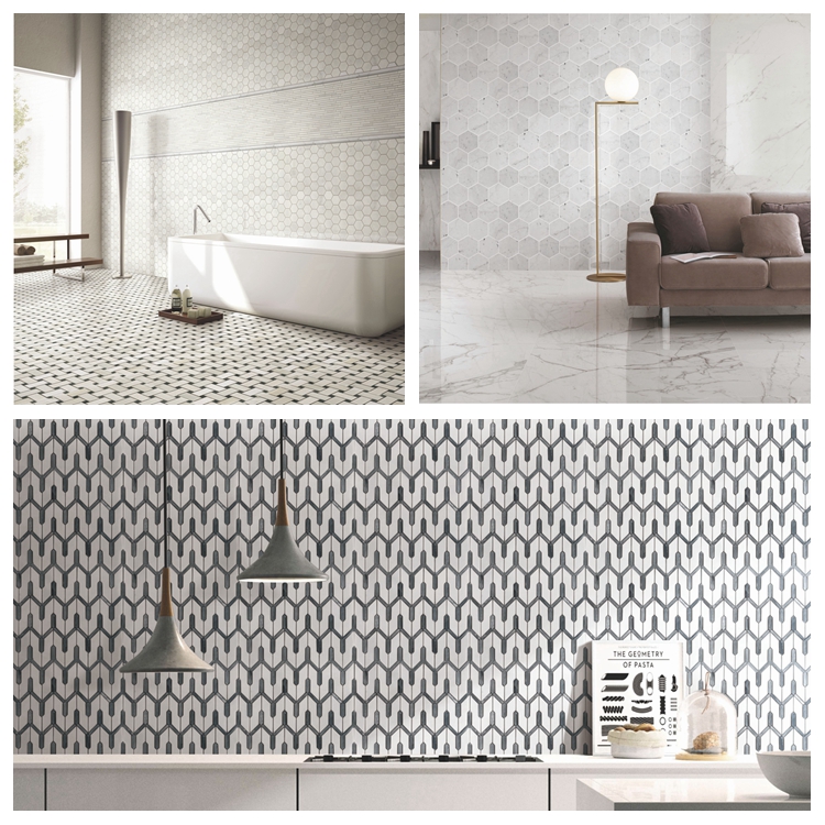 Simplicity Style Brown Fish Scale Marble Marble Backsplash Mosaic Tiles