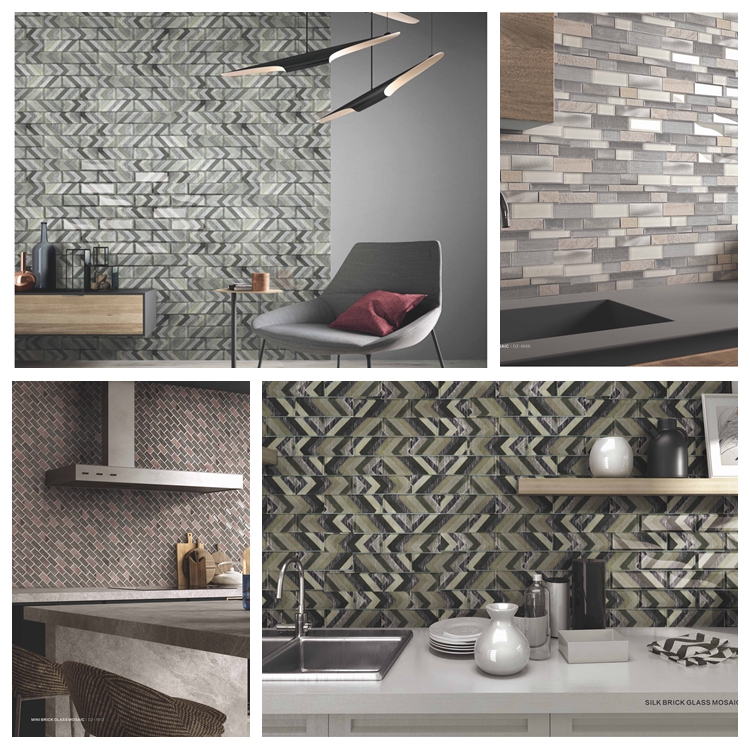 Best Selling Black Brown Diamond Shape Backsplash Glass Mosaic Tiles