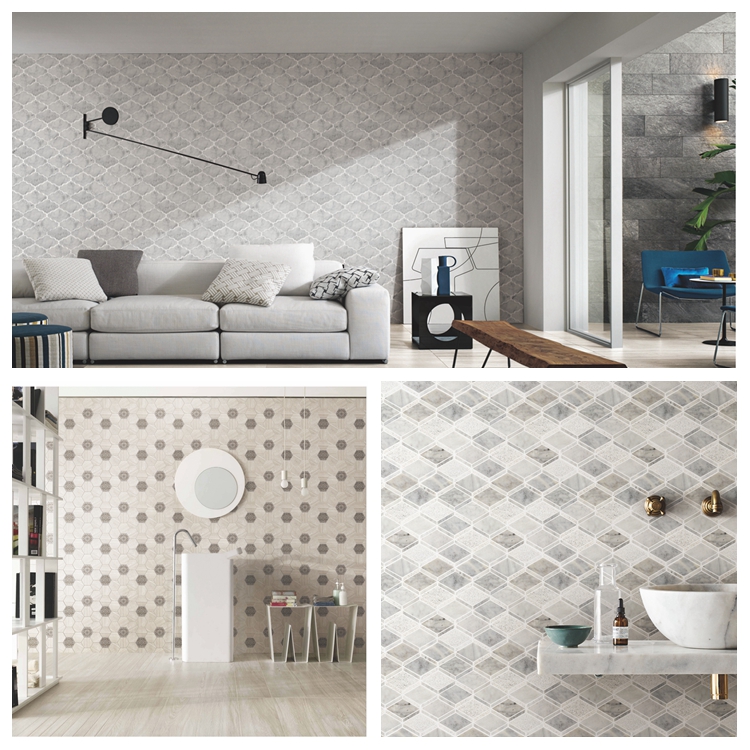 Simplicity Style Brown Fish Scale Marble Marble Backsplash Mosaic Tiles