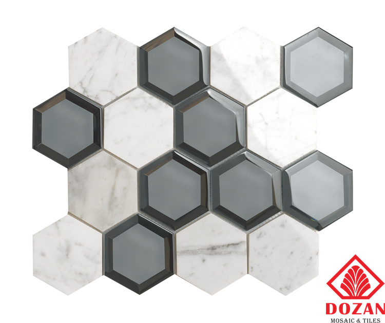Modern Home Design Style Premium quality Kitchen White Black Glass Mosaic