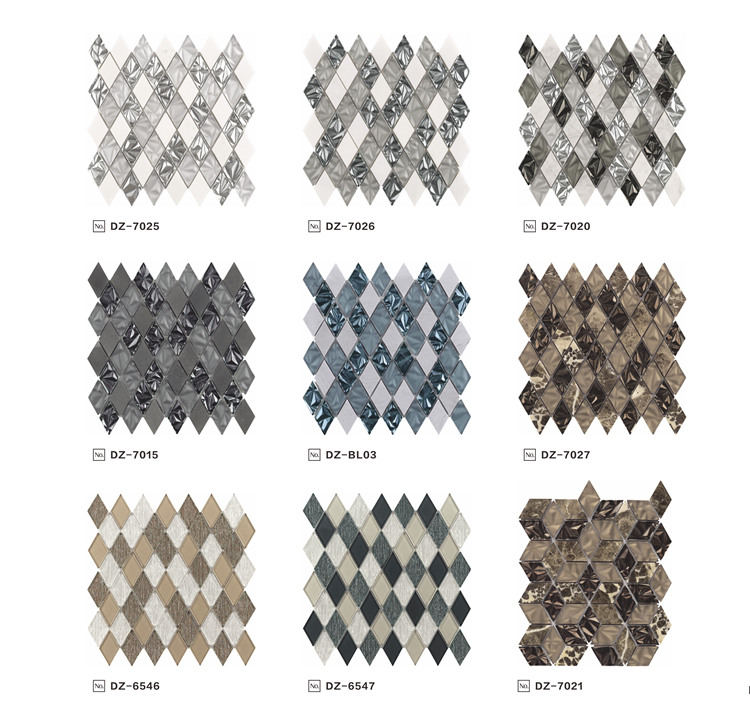 Best Selling Black Brown Diamond Shape Backsplash Glass Mosaic Tiles