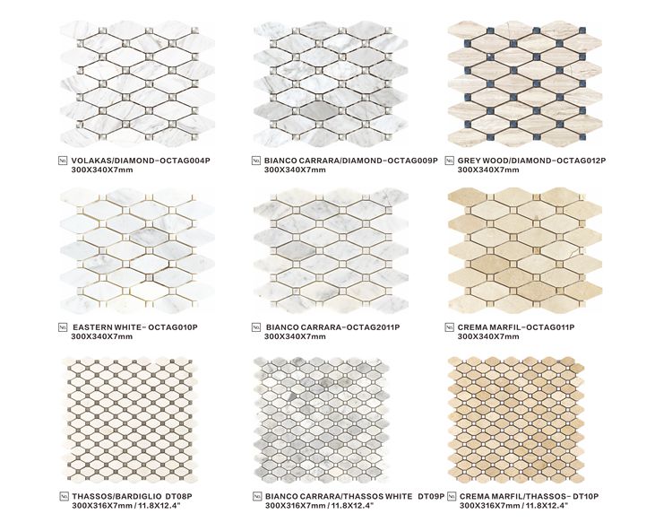 Simplicity Style JiGuangWhite Hexagon Stone Marble Mosaic Tiles