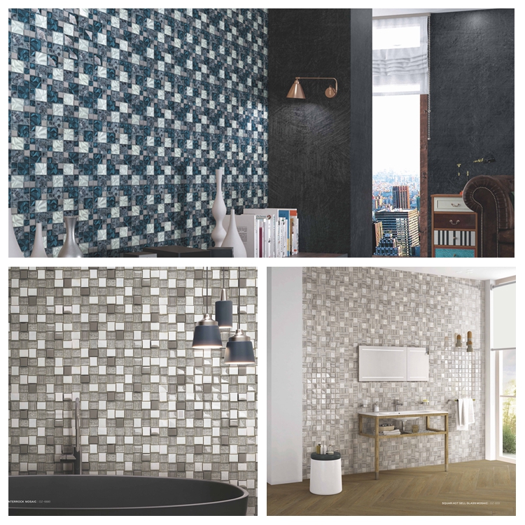 Best Selling Black Brown Diamond Shape Backsplash Glass Mosaic Tiles