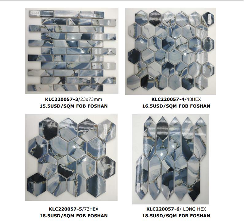 White Italian Long Hexagon Porcelain Mosaic