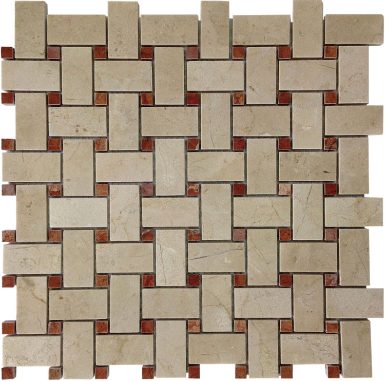 Wall Decoration Basket Weave BrownRed Stone Marble Back Splash Mosaic Tiles