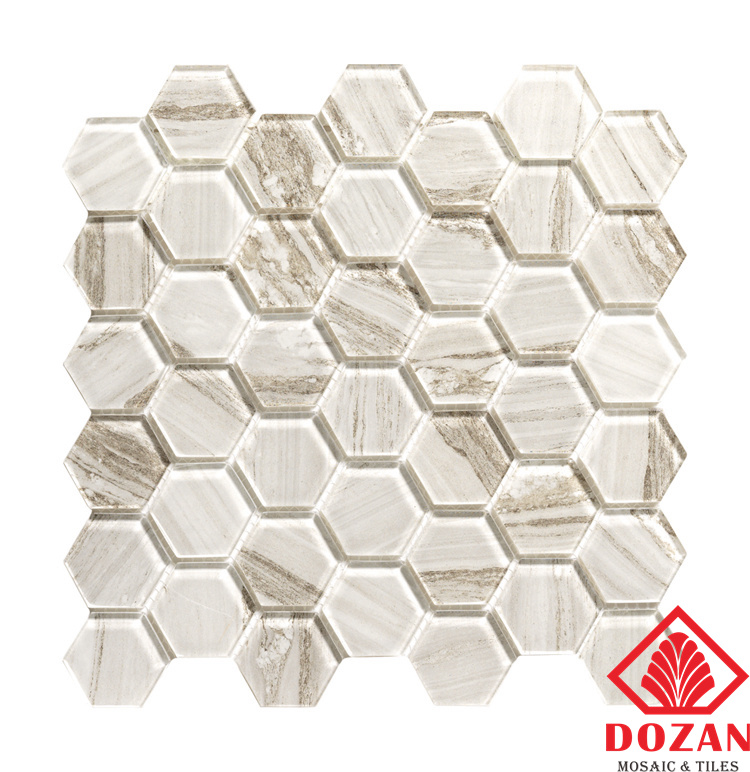 Great Price distributor white danube apartments hexagon glass mosaic