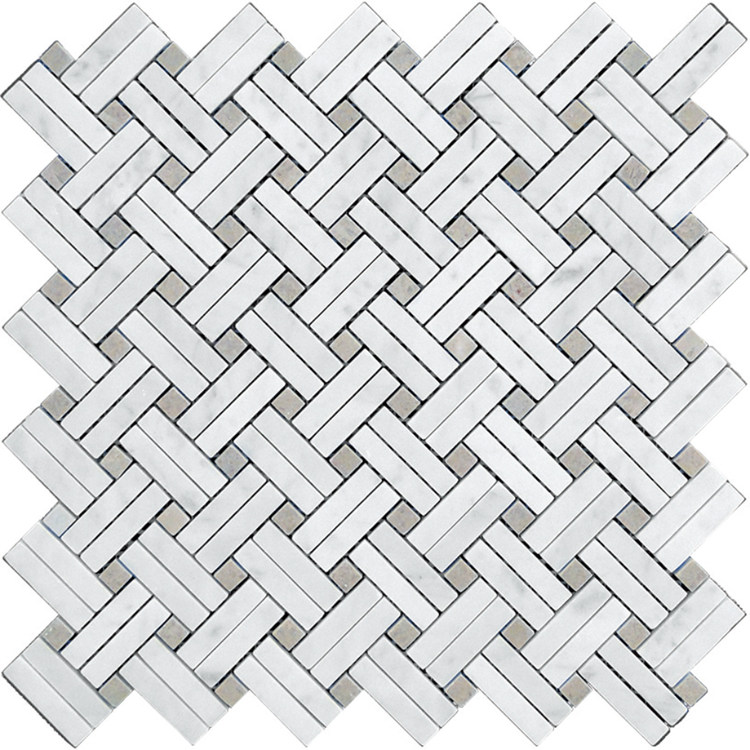 High quality Carrara White Basket Weave Marble Stone Backsplash Mosaic Tiles